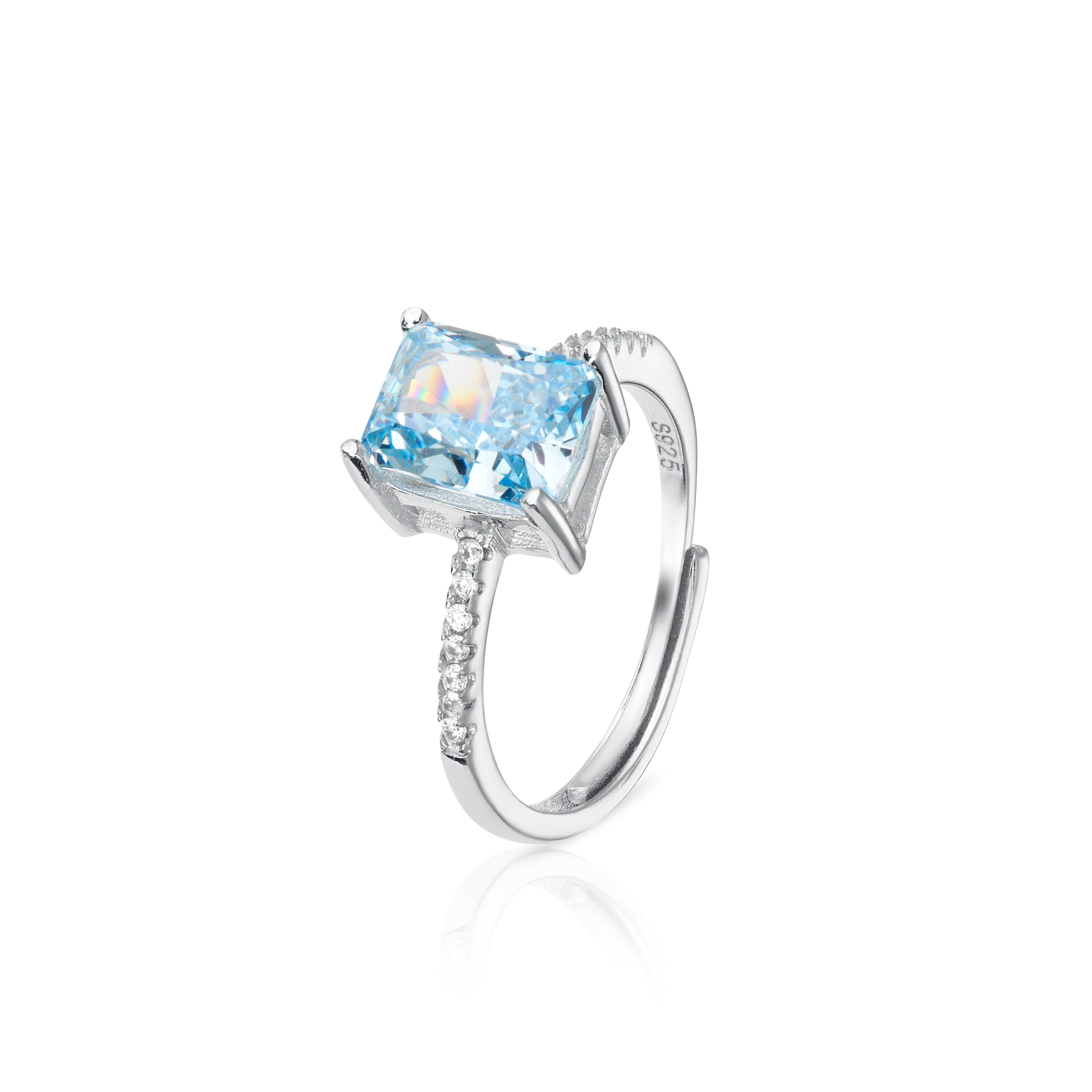 Crushed Ice Radiant Cut 925 Silver Ring Bracelet Necklace Earrings - 12 Colours!