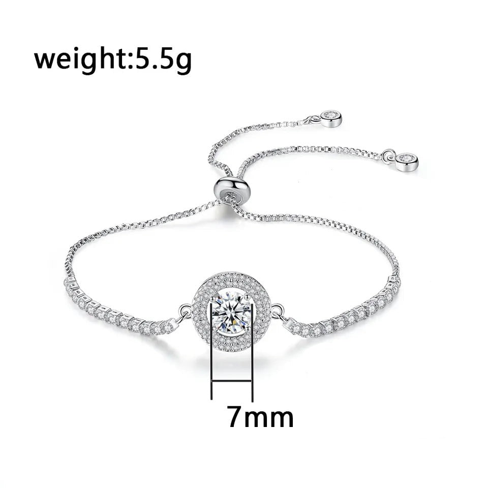 Crystal Silver Bracelet Adjustable CUBIC ZIRCONIA