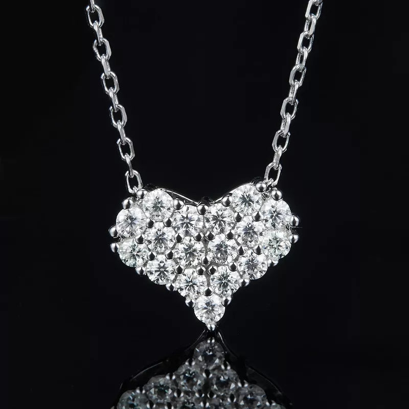 Silver Heart Necklace Pendant Lab Diamond!