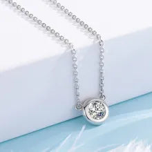 925 Sterling Silver 1 Carat Moissanite Diamond White Bubble Necklace