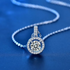 925 Sterling Silver 1-2 Carat Moissanite Round Halo Necklace