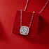 925 Sterling Silver Moissanite 1 Carat Halo Square Necklace
