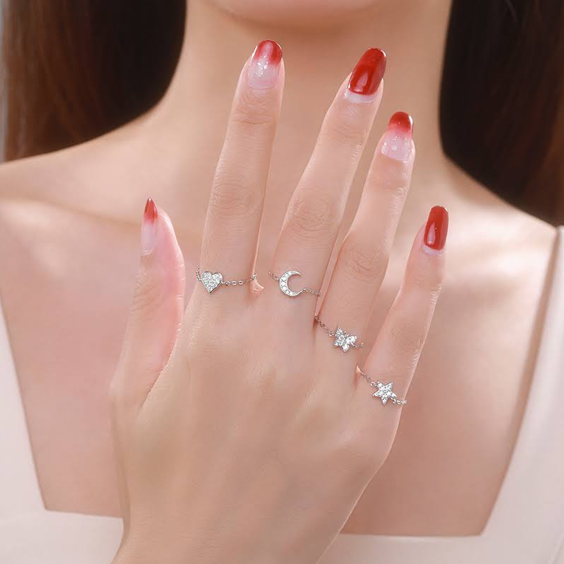 Simple and elegant 925 Sterling Silver Adjustable Ring Chain! 10 Designs!