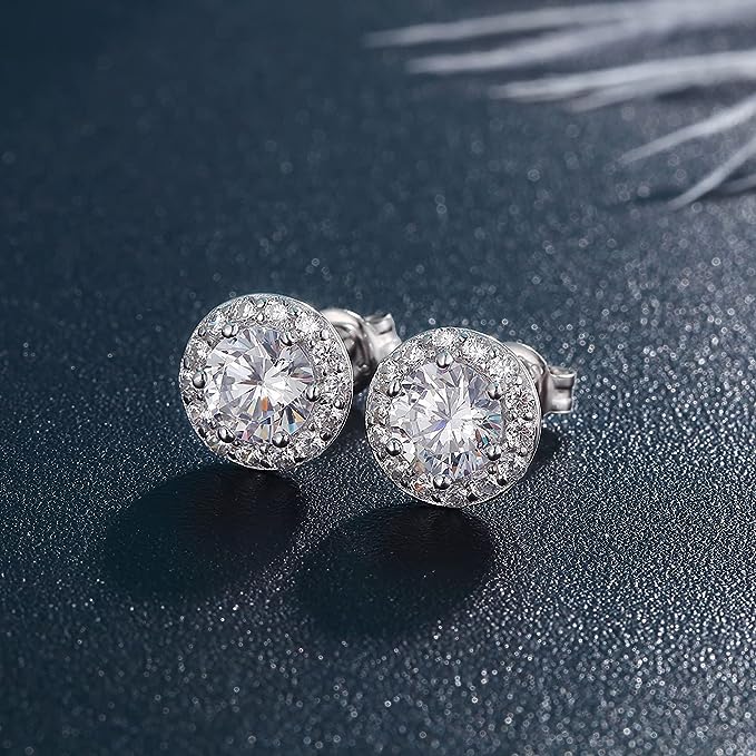 Round and Princess Halo Stud Earrings!