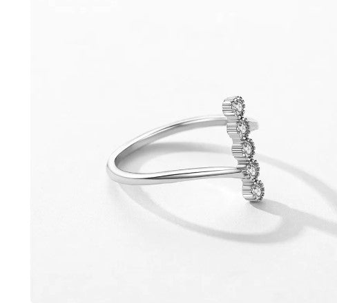 5 Stone Solitaire Ring 925 Sterling Silver