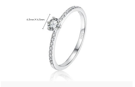 CZ  Round Clear 925 Silver Ring