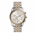 Michael Kors MK5955 two-tone watch with Roman numeral dial and fluted bezel