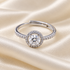 Round Halo Moissanite Ring in 925 Sterling Silver – Adjustable Size