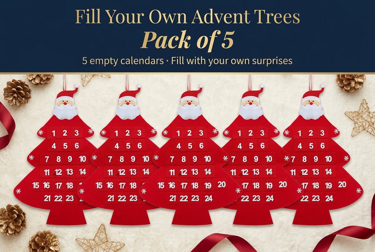 Banner pacco da 5 calendari ad albero rossi vuoti