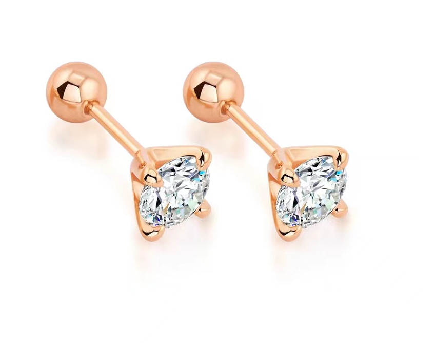 925 Sterling Silver Moissanite Four-Claw Screw Earrings! 2 Colours!