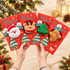 Christmas plush greeting cards held in hands.