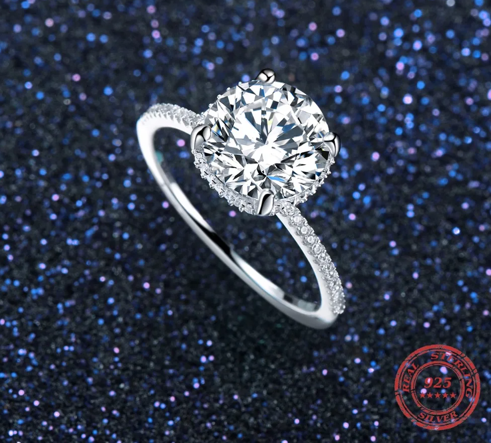 925 Sterling Silver Ten Hearts Zircon Luxury Ring