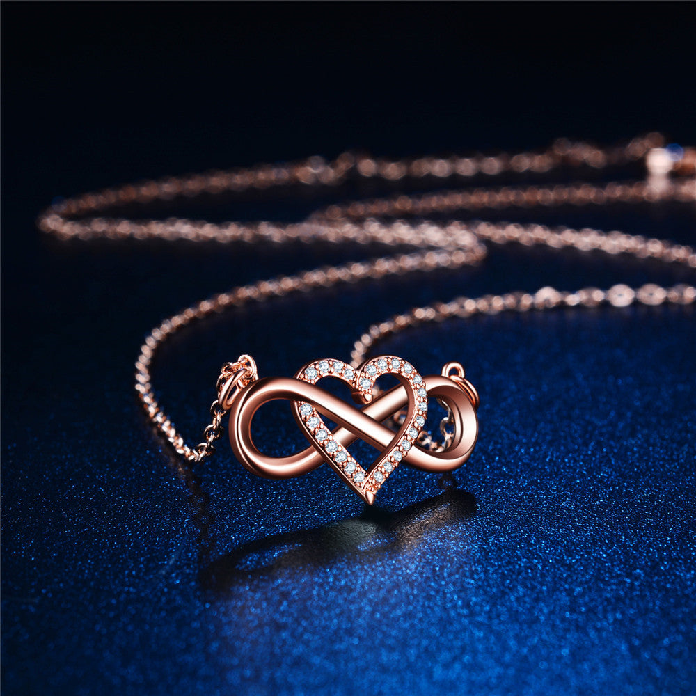 Silver Infinity Crystal Heart Necklace!