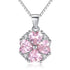 925 Sterling Silver Cubic Zirconia Pink  Heart Necklace