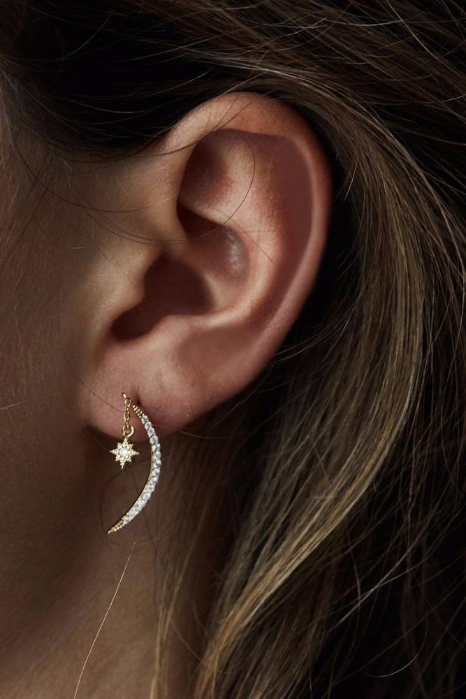Moon & Star Droop Earrings