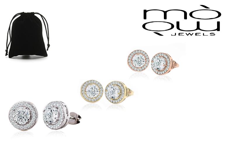 3.44CT Halo Stud Earrings with Crystal  Elements
