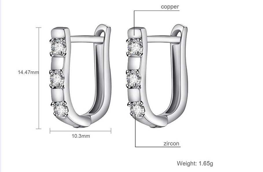 U-shape Zircon Huggies Earrings