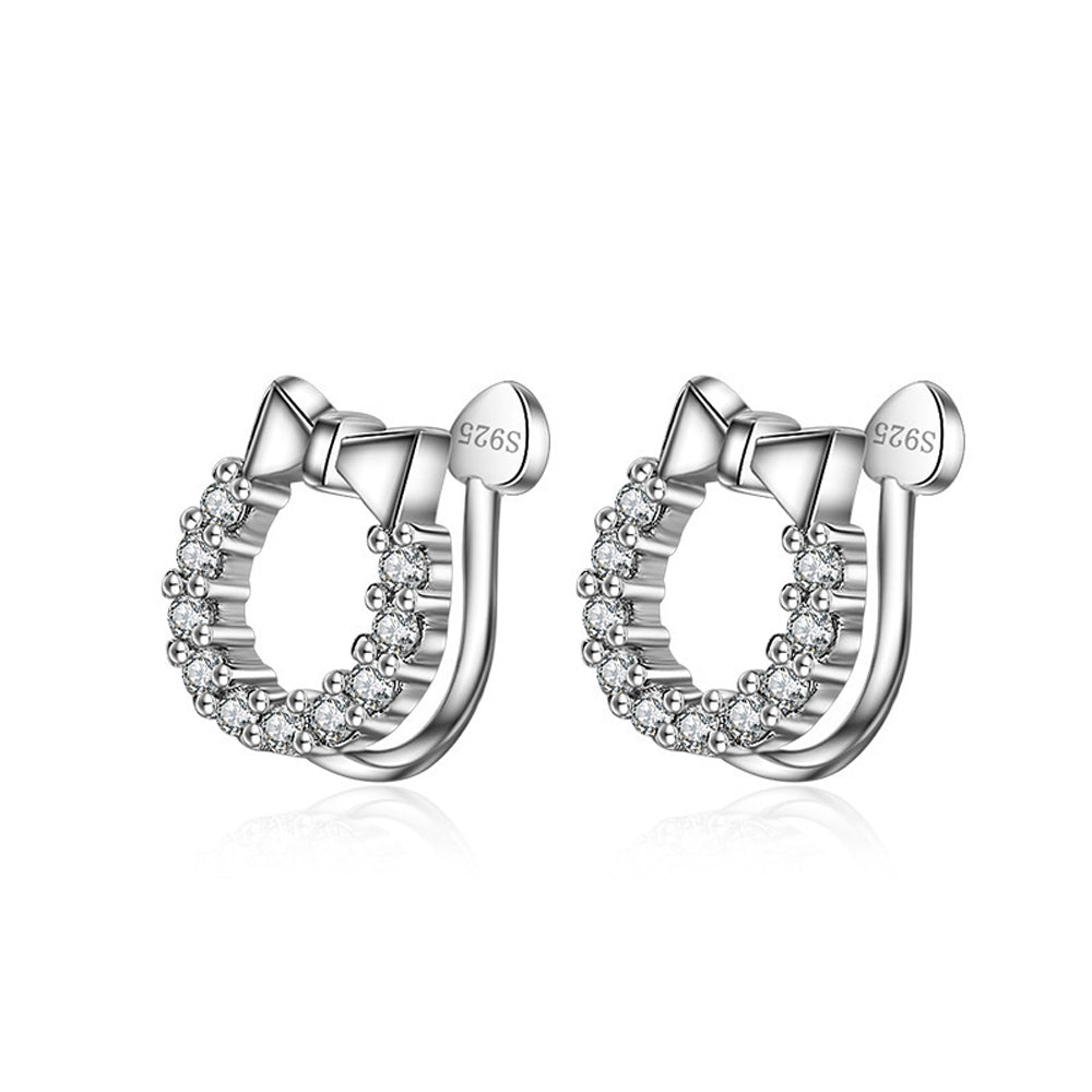 Cubic Zirconia Silver 925 Earrings with Ear Hole-free- 2 Design!