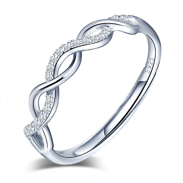Entwined Infinity Crystals Open Ring Sterling Silver!