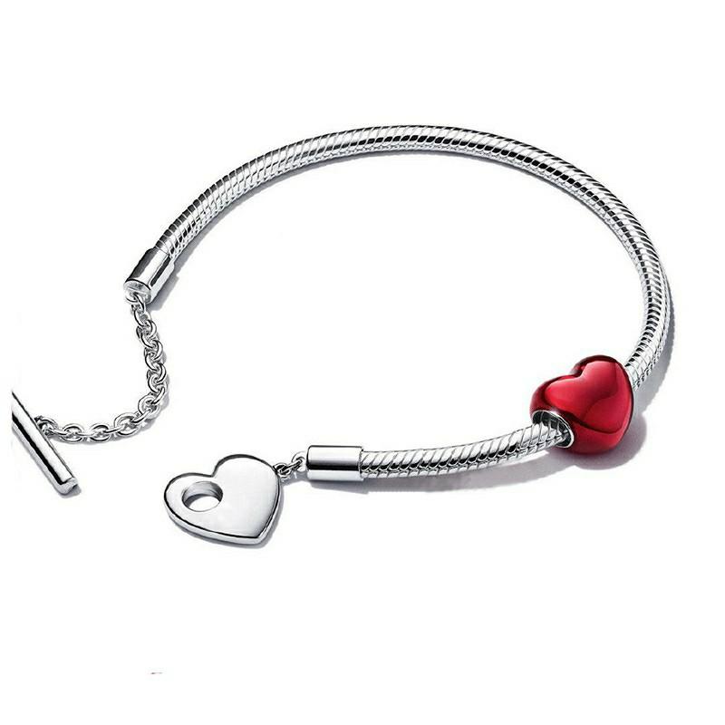 Heart T-Bar Snake Chain Bracelet