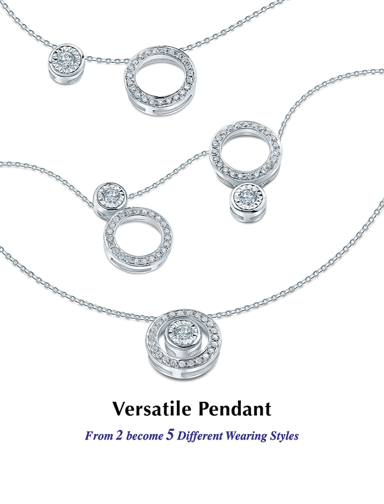 Round Versatile Circle Pendant Necklace - 5 in 1!