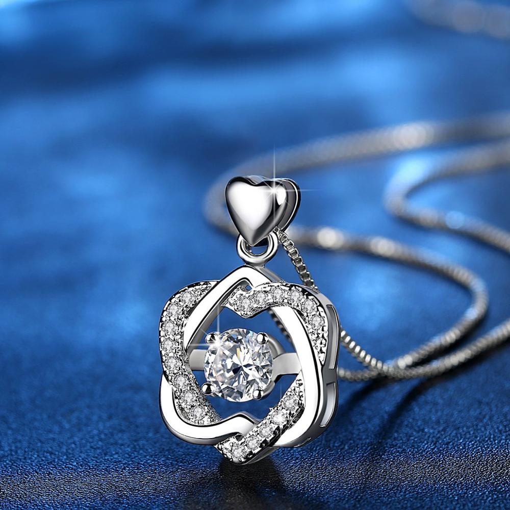 925 Sterling Silver Cubic Zirconia Entwined Heart Necklace
