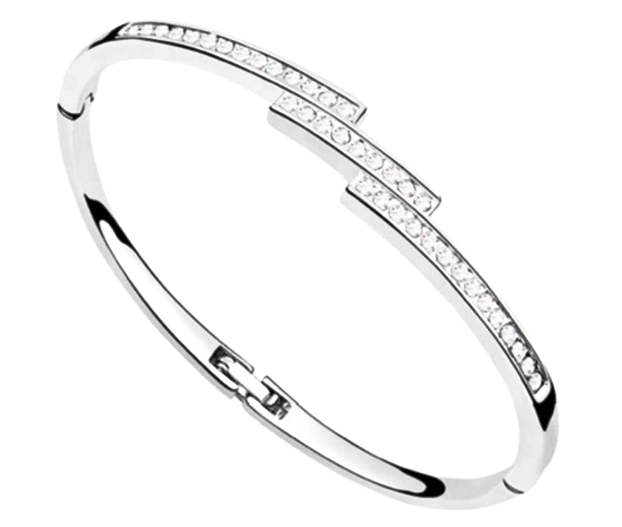 Silver Plated Bangle With Crystals Made With SWAROVSKI ELEMENTS