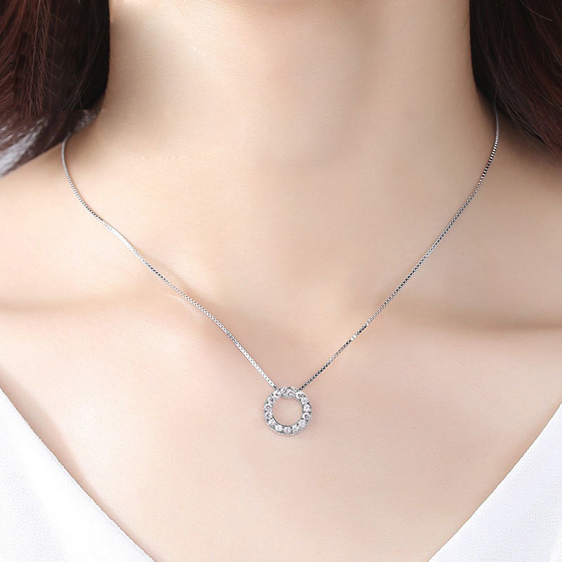 Beautiful Open Circle Lab-Diamond Necklace Pendant!