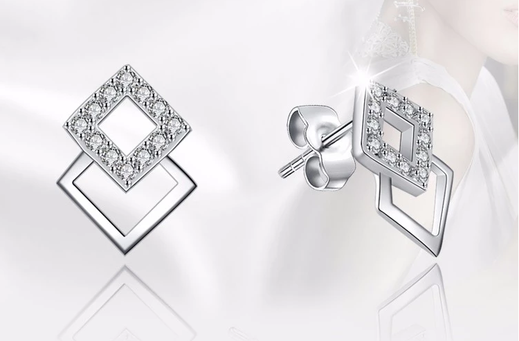 Sterling Silver Geometric  Stud Earrings
