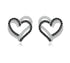 Black & White Crystals Double Heart Earrings in Sterling Silver