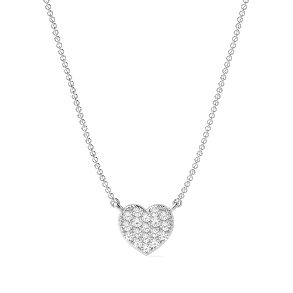 Pave Setting Heart Pendant Necklace!