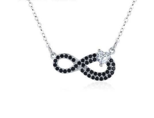 Black and White Infinity Pendant in Sterling Silver