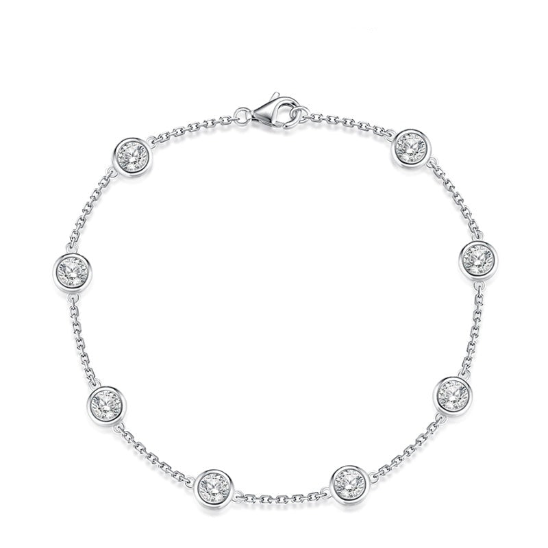 925 Sterling Silver Chain Round Cut 3.5mm Moissanite Jewellery Set