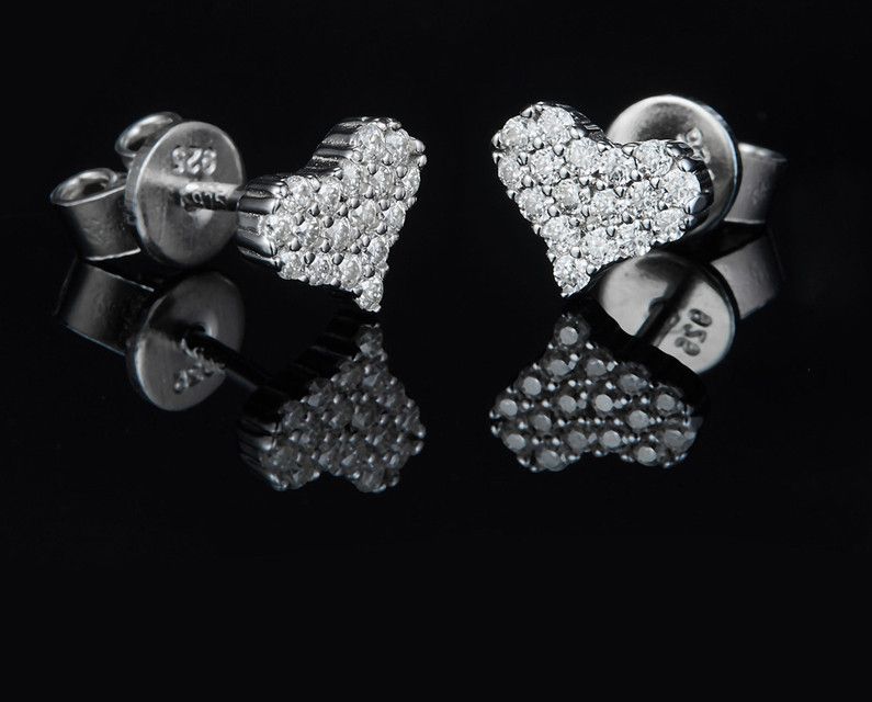 Pave Setting Round Lab Diamond Heart Shape Cluster Earrings!
