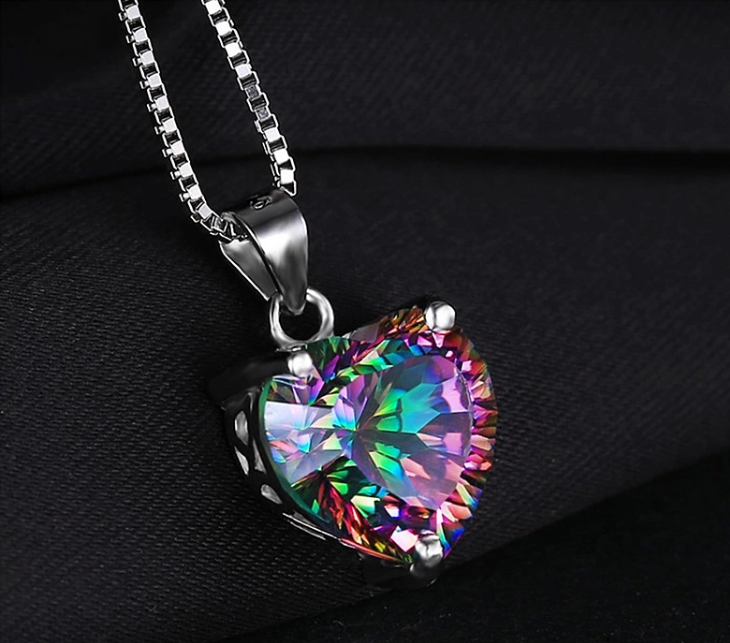 Natural Mystic Topaz Heart Jewelry Set 925 Sterling Silver