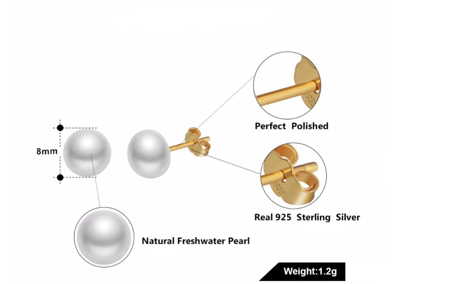 925 Sterling Silver Freshwater Pearl Stud Earring