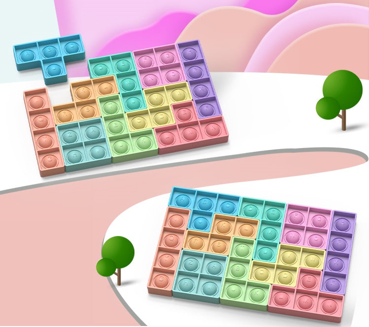 Tetris Push Pop Fidget Sensory Toy - Puzzle Alphabet/Letters Educational Game!