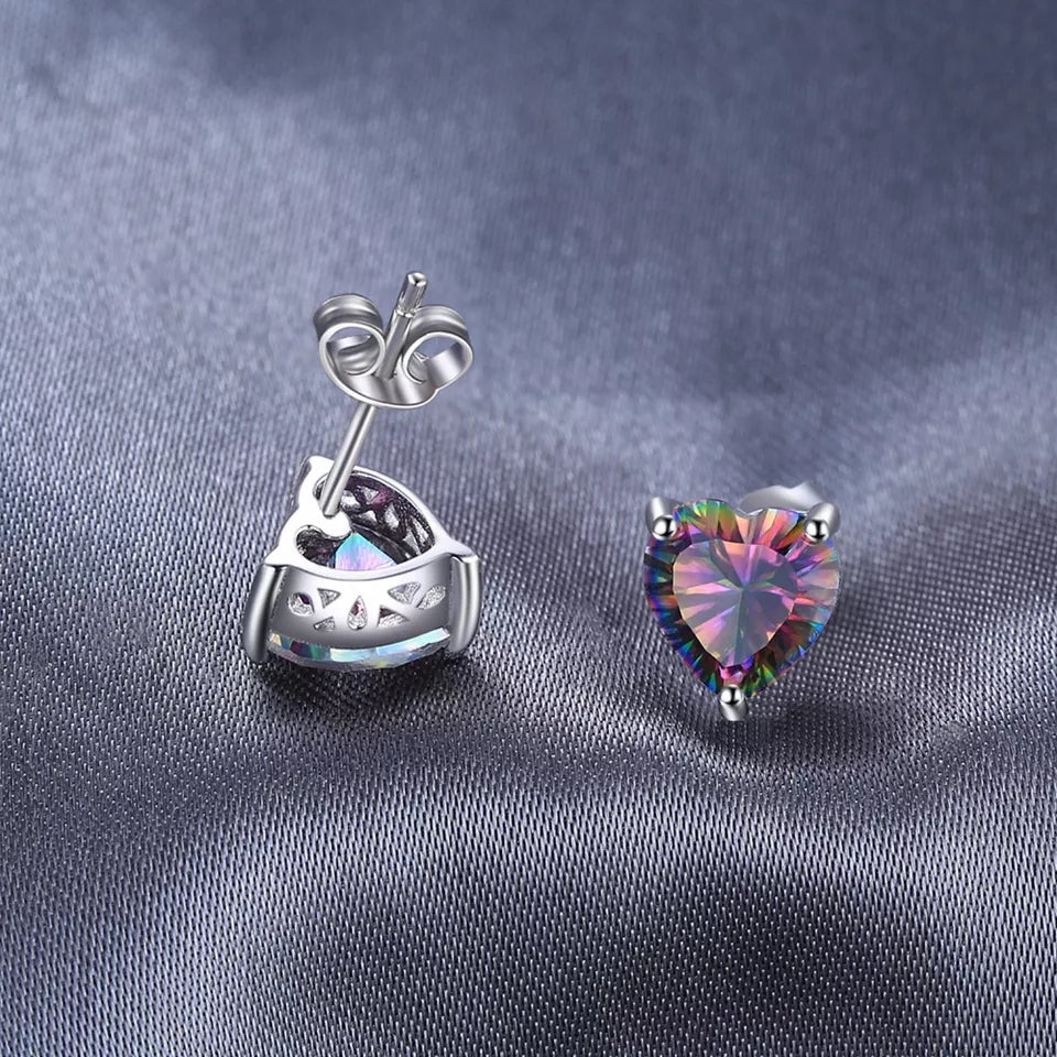 Mystic Topaz Heart Earrings 925 Sterling Silver
