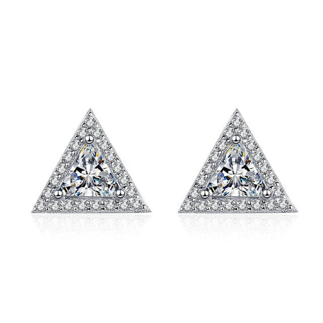 Triangle Shape Drop Earrings Moissanite 1ct