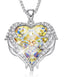 Heart Necklace Wings Of Angel Embellished With Pure Crystals - 3 Colours! Valentine's Day Gift!